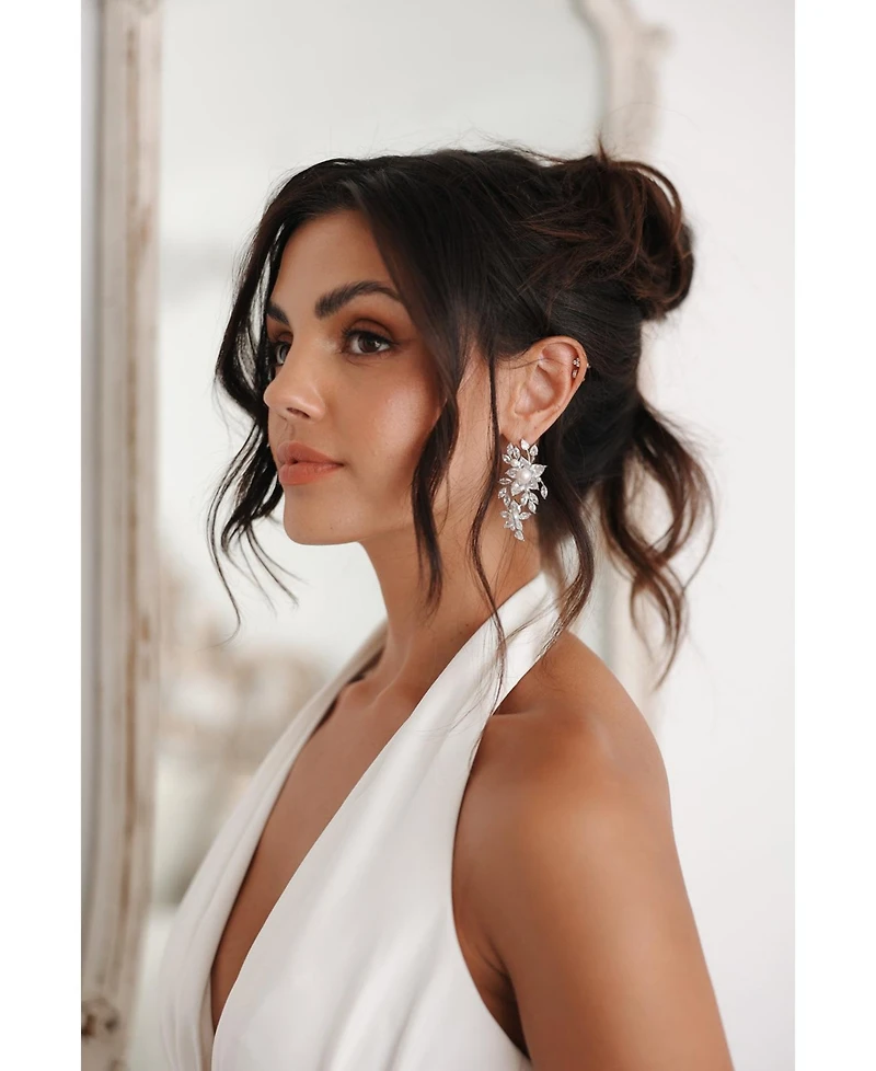 Untamed Petals Royalist Pearl and Crystal Statement Earrings