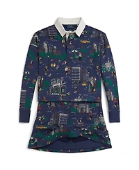 Polo Ralph Lauren Girls 7-16 2-Pc. Boxy-Fit Rugby Shirt and Wrap-Effect Skort Set