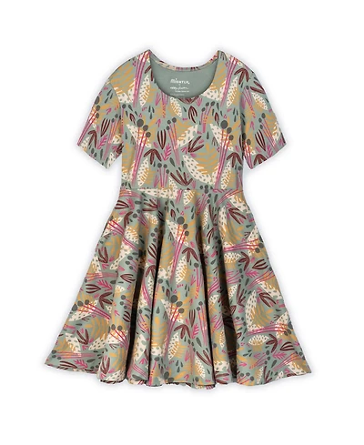 Mightly Toddler Girls Fair Trade Organic Cotton Short Sleeve Twirl Dress