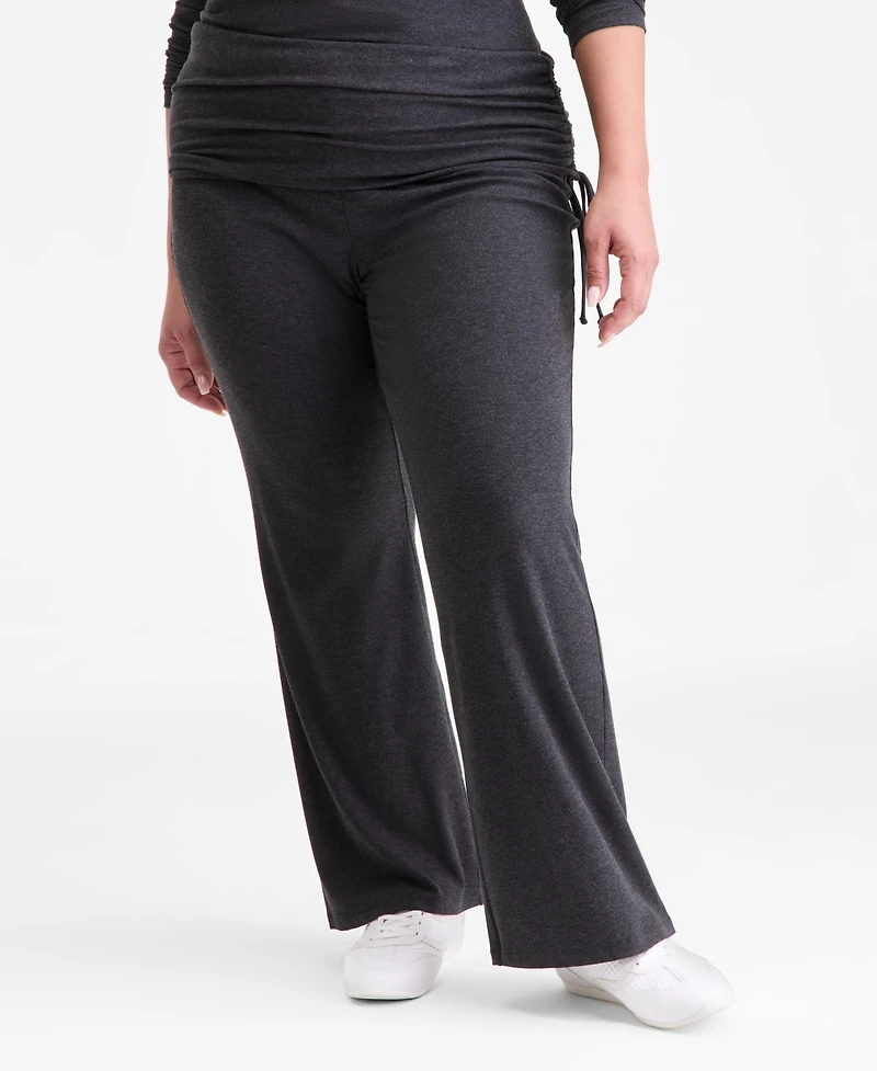 I.n.c. International Concepts Plus Ribbed Foldover Shirred-Waist Pants, Macy's Exclusive