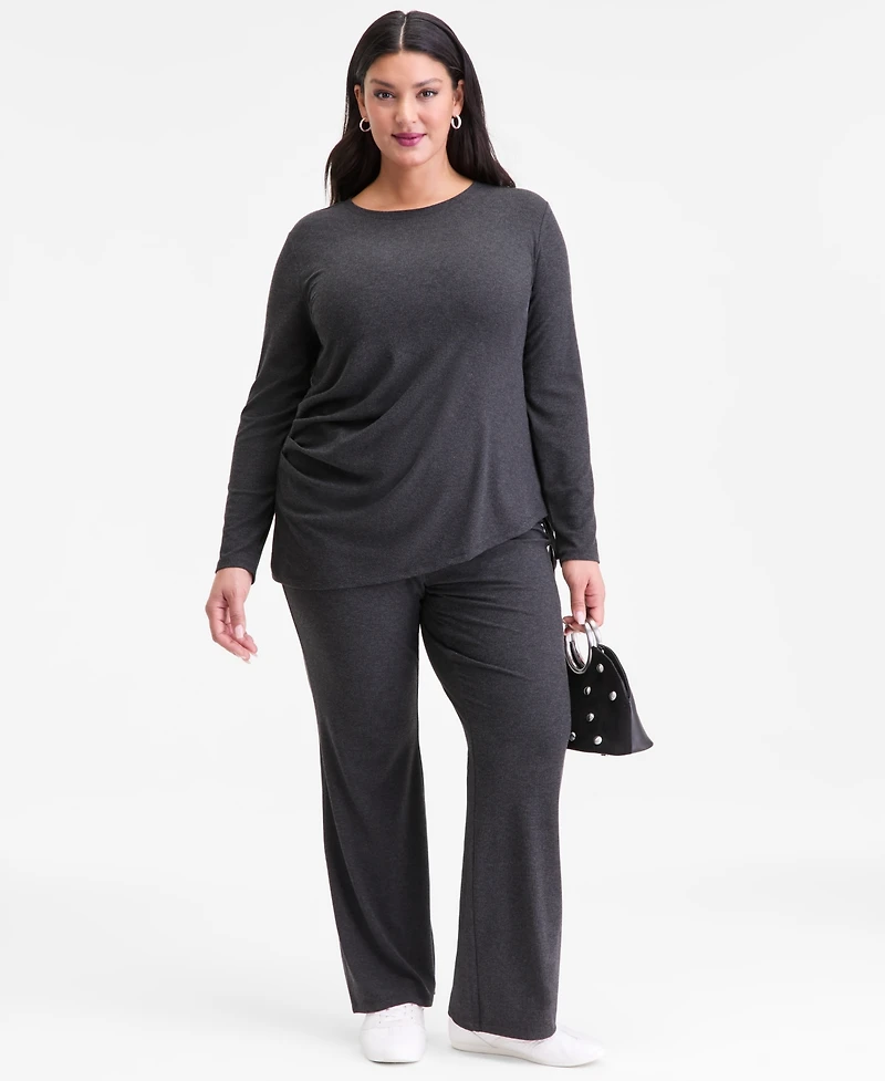 I.n.c. International Concepts Plus Ribbed Asymmetrical-Hem Top, Macy's Exclusive