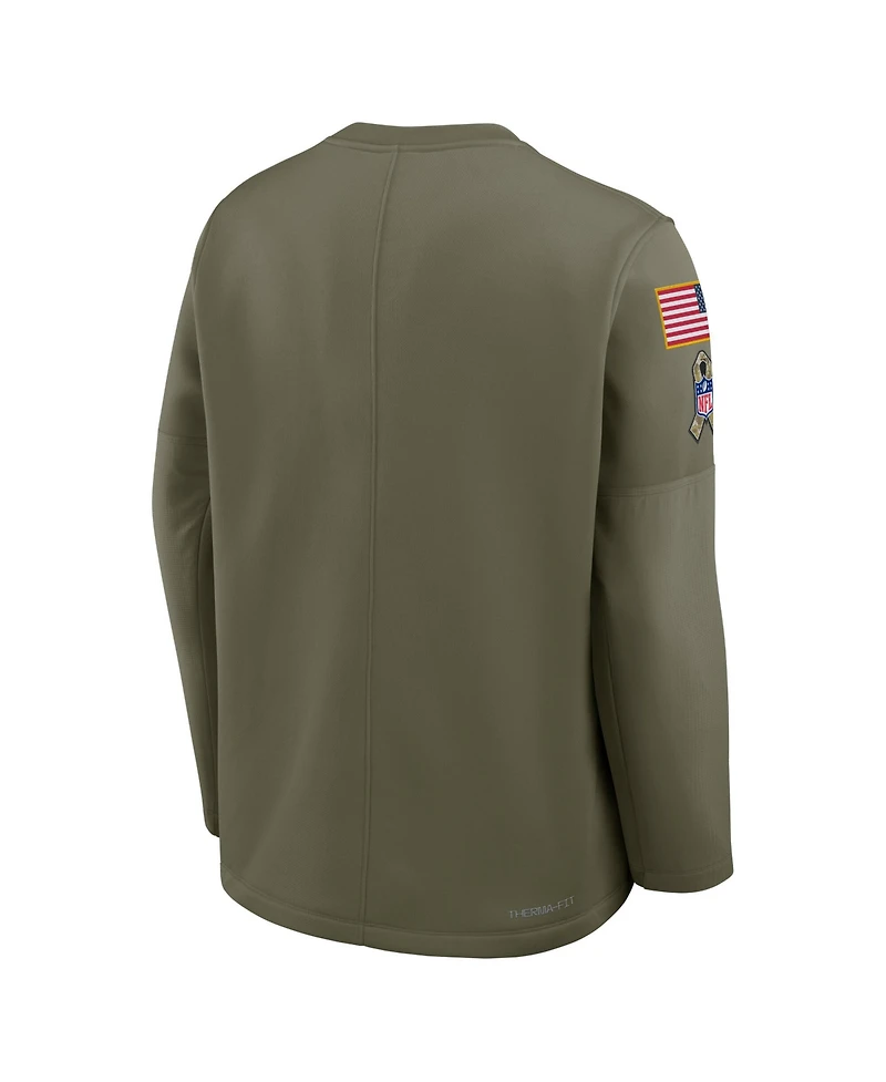 Nike Men's Olive Philadelphia Eagles 2025 Salute to Service Coaches Therma-Fit Long Sleeve T-Shirt