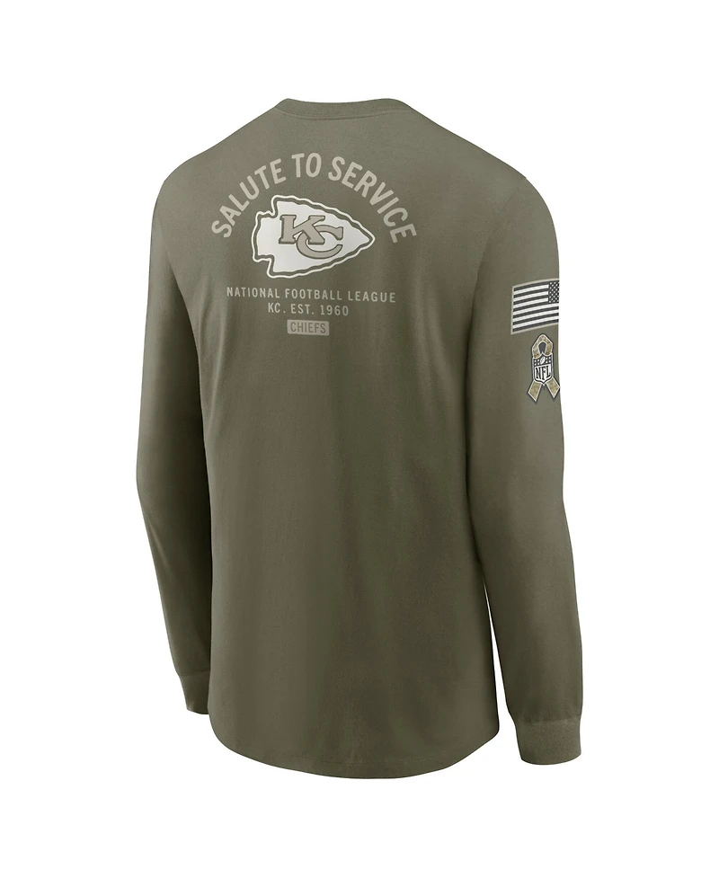 Nike Men's Olive Kansas City Chiefs 2025 Salute to Service Long Sleeve T-Shirt