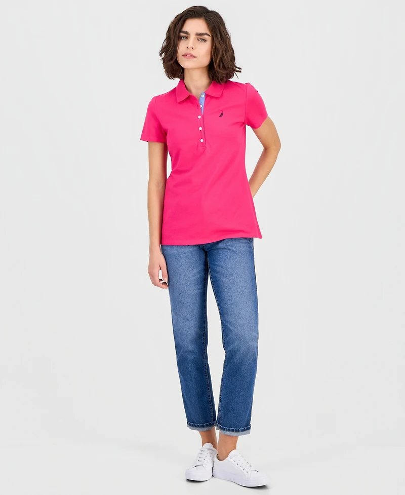 Nautica Jeans Women's Short-Sleeve Polo-Collar Shirt