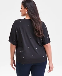 I.n.c. International Concepts Plus Embellished Dolman-Sleeve Top, Macy's Exclusive