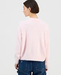 Hooked Up by Iot Juniors' Round-Neck Eyelash Sweater
