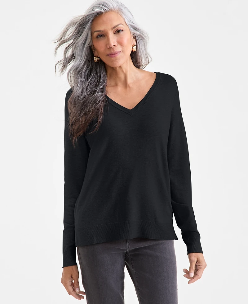 Style & Co Women's V-Neck Long-Sleeve Sweater, Created for Macy's
