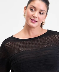 I.n.c. International Concepts Plus Size Boat-Neck Pointelle Sweater, Macy's Exclusive