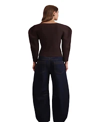 Avec Les Filles Women's Exaggerated-Sleeve Bow Top