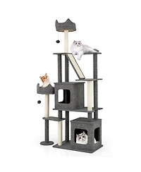 Gymax 71'' Tall Cat Tree for Indoor Cats Modern Multi-Level Cat Tower Activity Center