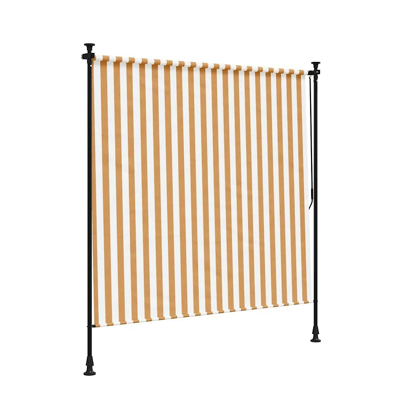 Outdoor Roller Blind Orange and White Polyester, Steel
