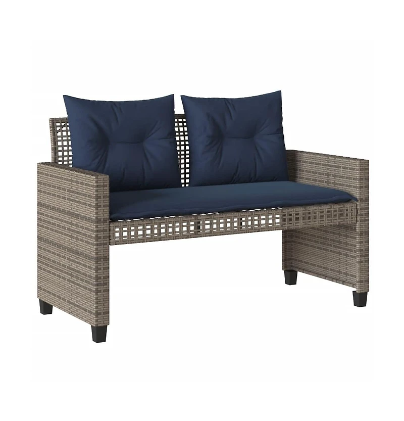 vidaXL 4 Piece Patio Sofa Set with Cushions Gray Poly Rattan Glass