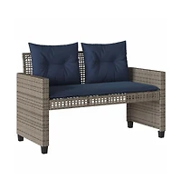 vidaXL 4 Piece Patio Sofa Set with Cushions Gray Poly Rattan Glass