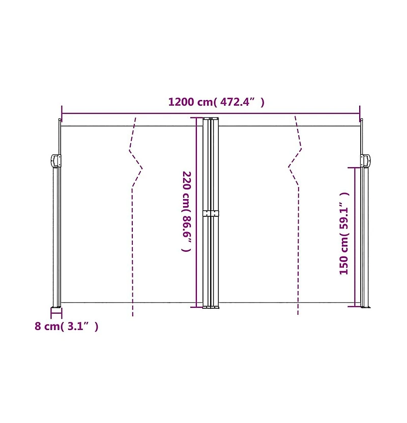Retractable Side Awning Anthracite Steel 86.6 x 472.4 in