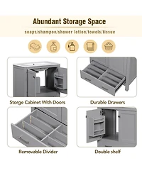 Lovmor 30inch Gray Bathroom Vanity with Single Sink Combo Cabinet Undermount Sink Bathroom Storage Cabinet with 2 Doors