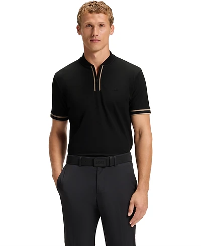 Boss by Hugo Men's Cotton-Pique Zip-Neck Polo