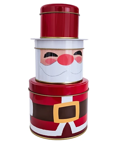 Original Gourmet Holiday Three Tiered Santa Cookie Tin, 5 Piece