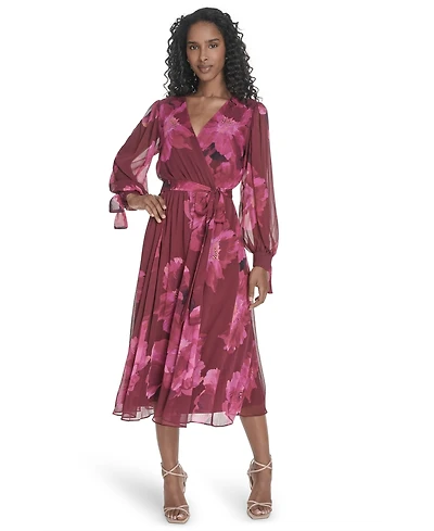 Calvin Klein Plus Tie Sleeve Midi Dress