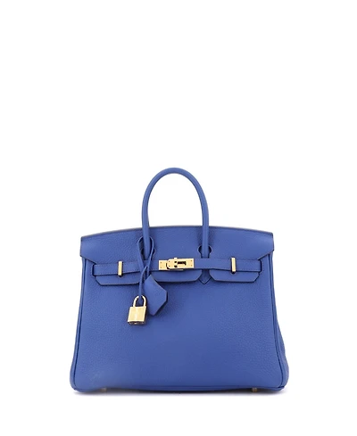 Pre-Owned Hermes irkin 25 Handbag Blue Togo with Gold Hardware