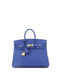 Pre-Owned Hermes irkin 25 Handbag Blue Togo with Gold Hardware
