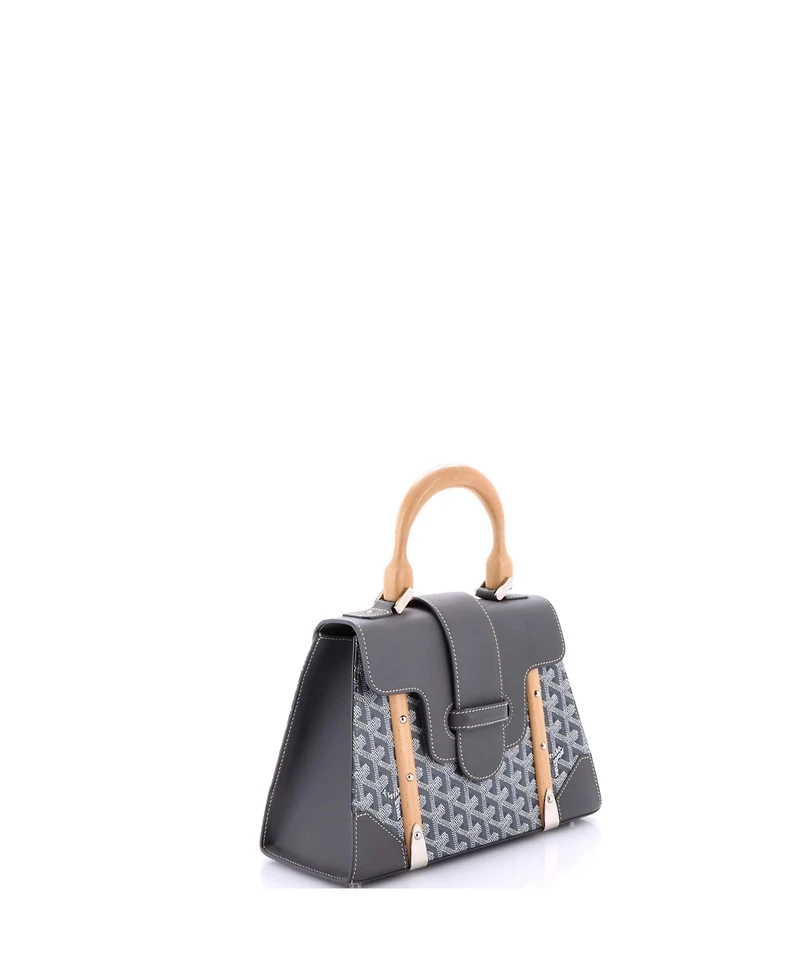 Pre-Owned Goyard Pm Saigon Top Handle Bag Coated Canvas with Leather