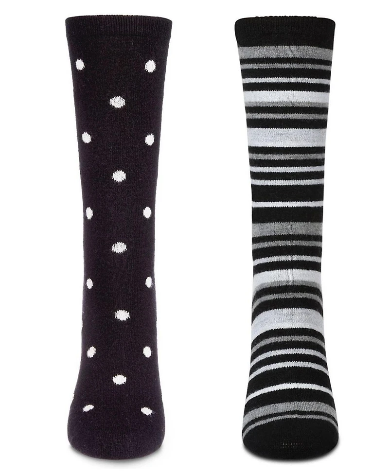 MeMoi Women's 2 Pair Pack Cashmere Blend Crew Socks