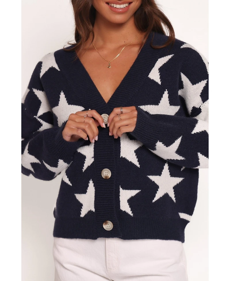 Petal and Pup Women's Sailor Star Knit Cardigan - Navy