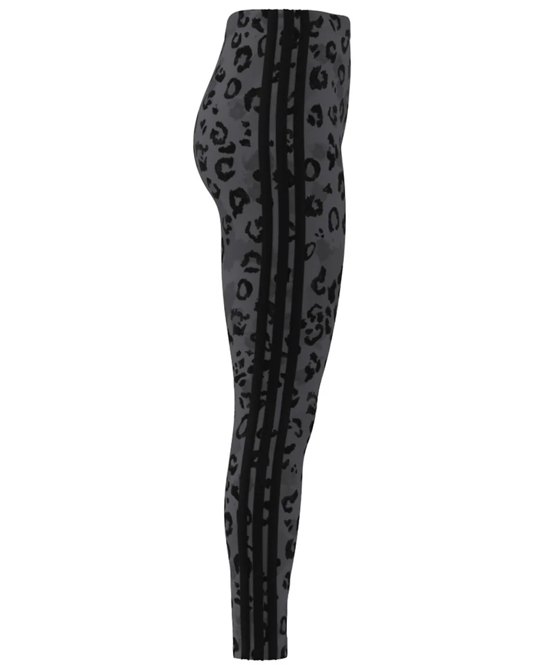 adidas Women's Leopard-Print Cotton-Blend High-Rise Leggings
