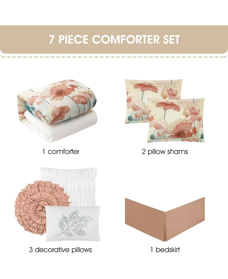 Stratford Park Jade Floral 7-Pc. Comforter Set