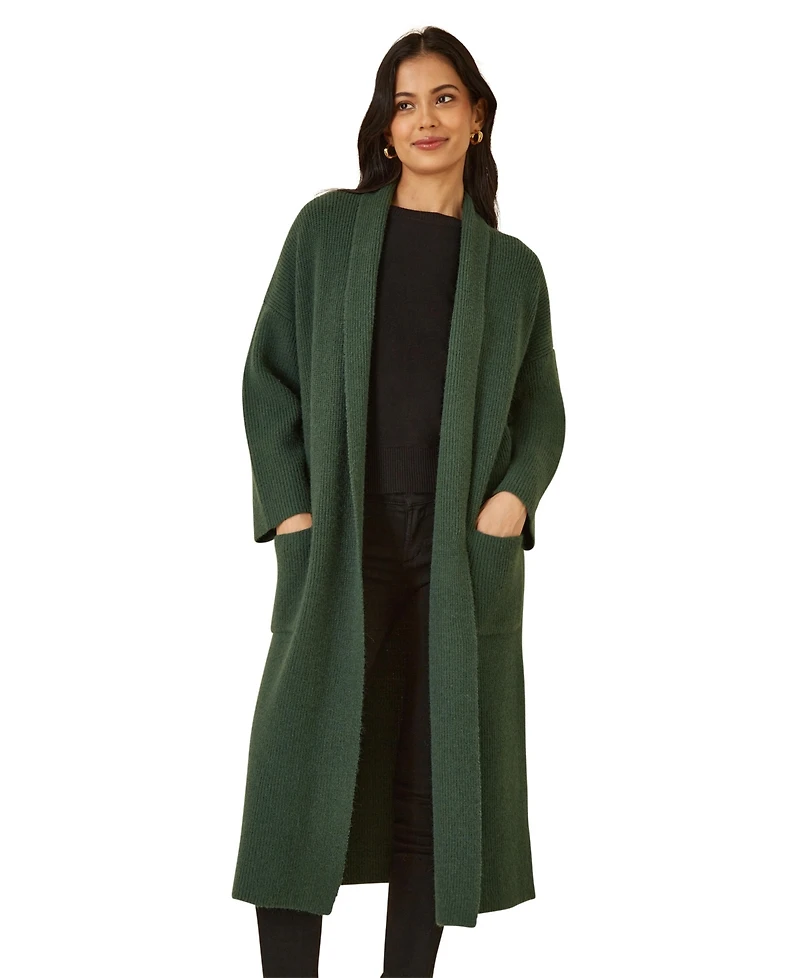 Yumi Knitted Maxi Cardigan With Pockets