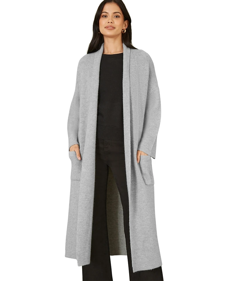 Yumi Knitted Maxi Cardigan With Pockets
