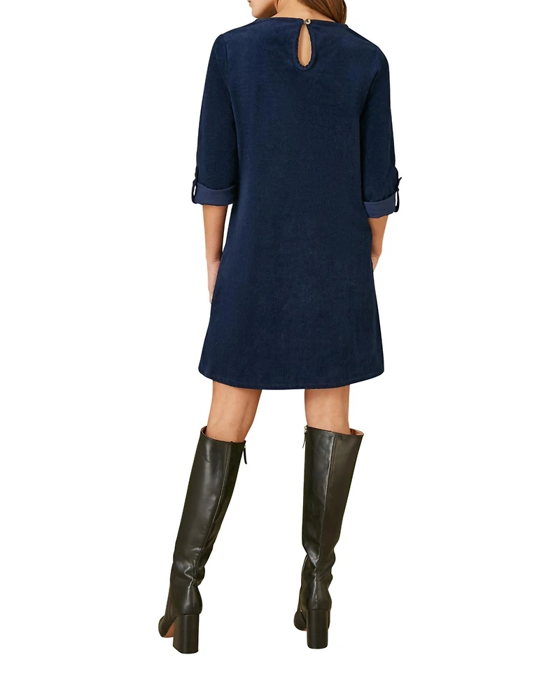 Yumi Women's Cord Tunic Dress With Pockets