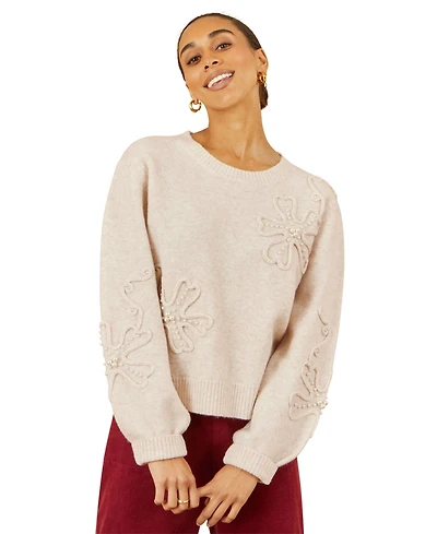 Yumi Women's Floral Applique Sweater
