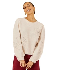 Yumi Women's Floral Applique Sweater
