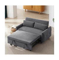 Maison Boucle 57.48" Pull Out Sleeper Loveseat, Convertible Sofa Bed with Usb Ports & Adjustable Backrest for Small Spaces-Maison