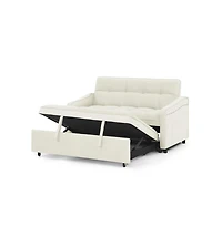 Velvet Loveseat Sleeper Sofa Bed with Usb & Type-c Charging, Adjustable Backrest, Pull-Out for Small Spaces-Maison Boucle