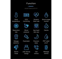 Ruxing Smart Advanced Health Monitoring Smart Bracelet with Ecg and Temperature Tracking -Blue