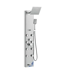 Rainsken Shower Panel System, Stainless Steel Wall-Mounted Shower Set 5 Shower Modes, 8 Massage Jets, 3-Setting Handheld Shower Head