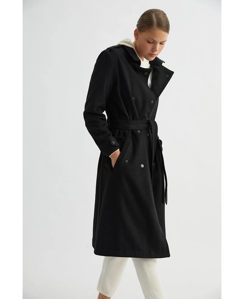 Labeca London Us Women's Black Wool Trench Coat - M /