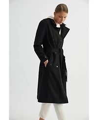 Labeca London Us Women's Black Wool Trench Coat - M /