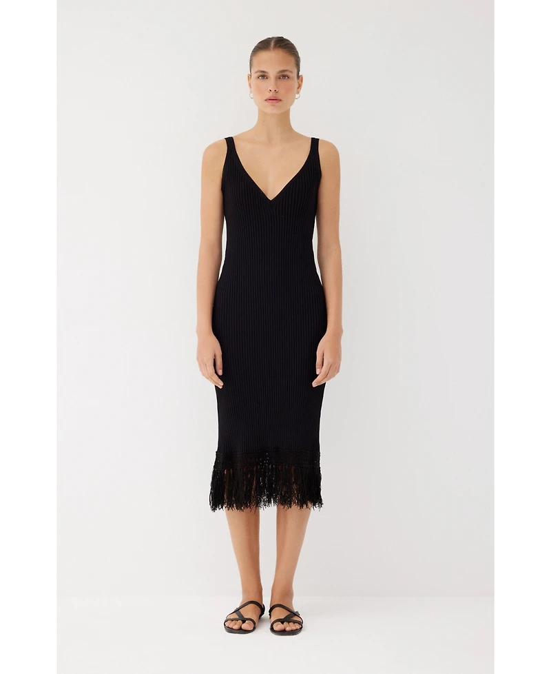 Labeca London Us Women's Elise Fringe Midi Dress
