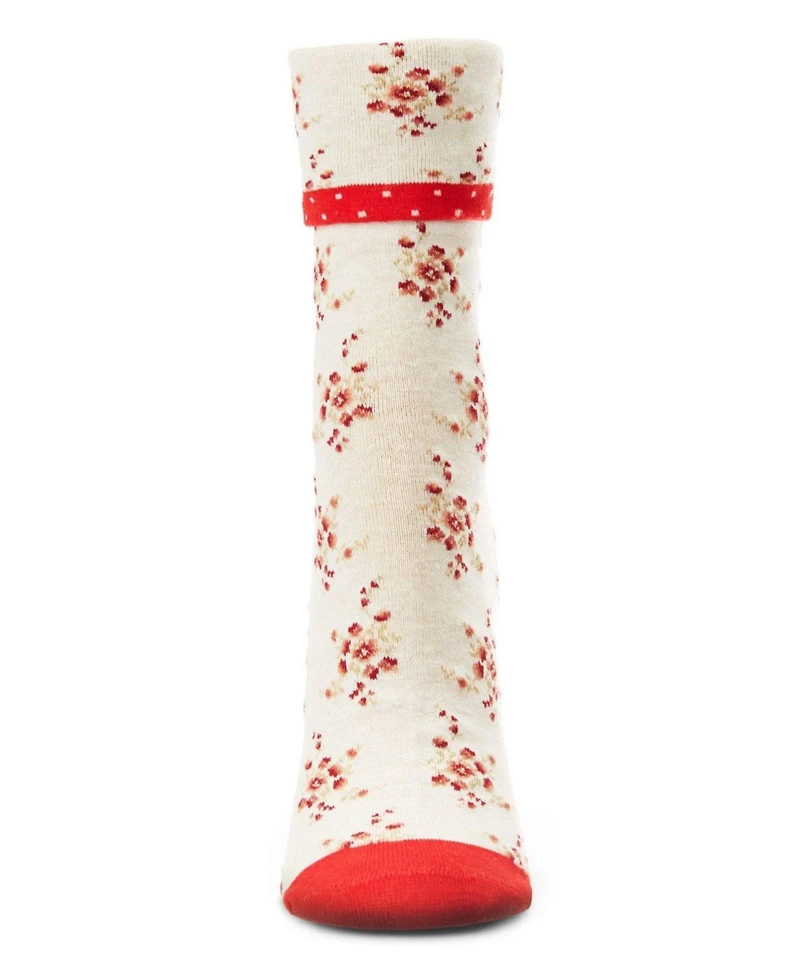 MeMoi Women's Vintage Floral Cotton Blend Ankle Socks