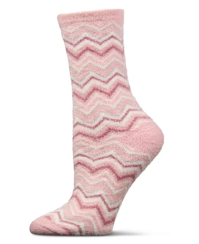 MeMoi Women's Zig Zag Stripes Aloe Infused Crew Socks