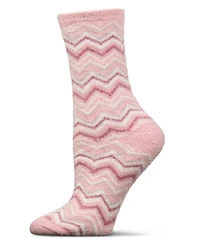 MeMoi Women's Zig Zag Stripes Aloe Infused Crew Socks