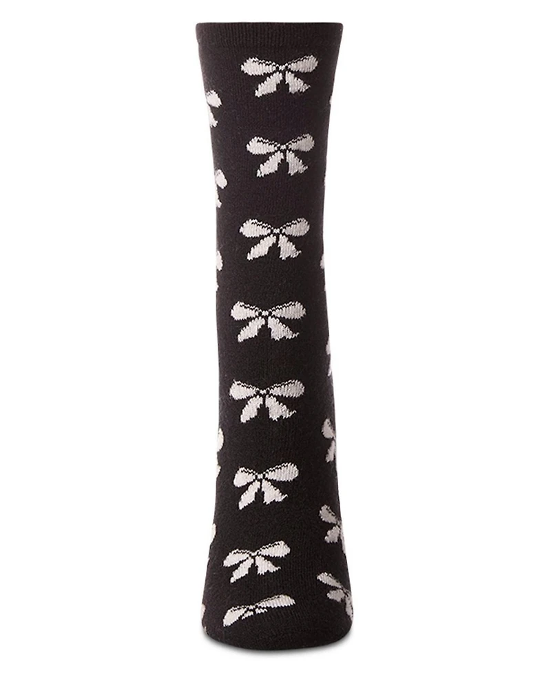 MeMoi Women's "Bows" Cashmere Blend Crew Sock