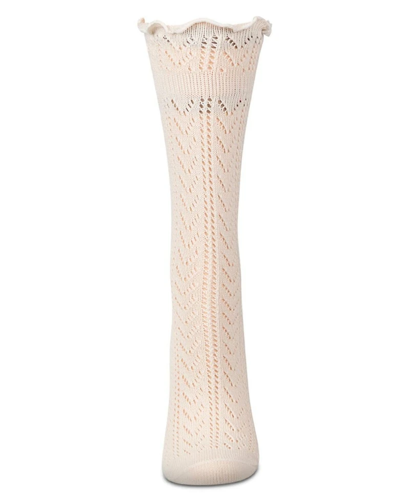 MeMoi Women's Ruffle Pointelle Crew Socks
