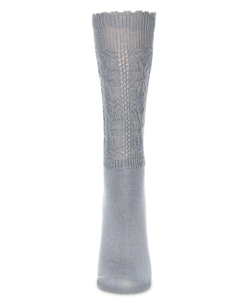 MeMoi Women's Delicate Flake Embroidered Crew Socks