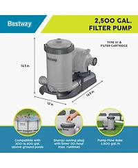 Bestway 2,500 Gallon Filter Pump Set for Above Ground Outdoor Swimming Pools