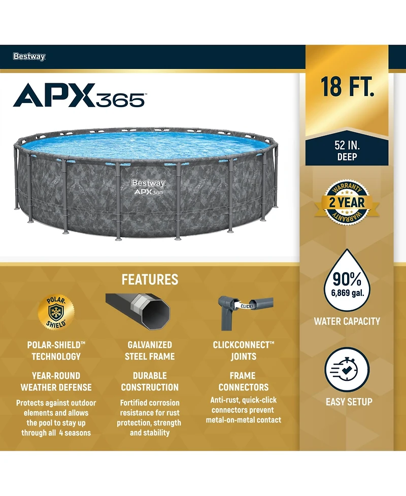 Bestway Apx 365 18'x52" Round Above Ground Swimming Pool Set with Pump & Ladder