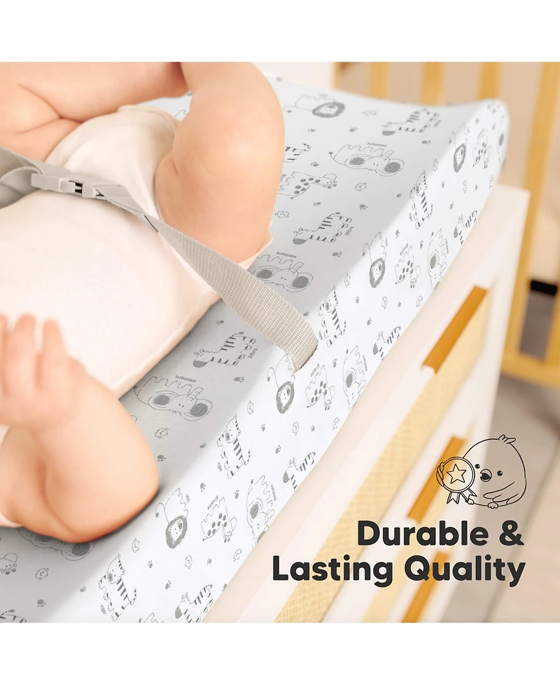 KeaBabies 2pk Soothe Changing Pad Covers for Girl, Boy, Soft Cotton Contoured Diaper Table